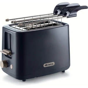 Ariete 157 Breakfast 2-Schlitz-Toaster mit Edelstahlzangen, dunkelblau