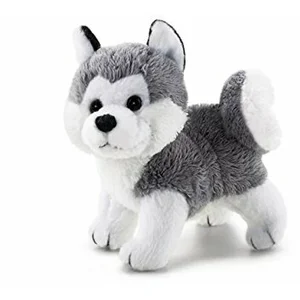 TRUDI Husky Hund Stofftier Plüschtier mit langem, weichem Fell Grau We...