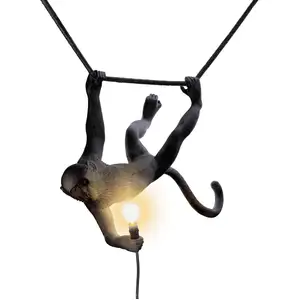 SELETTI Monkey Lamp, Breite 44 cm, schwarz, Stecker, IP44