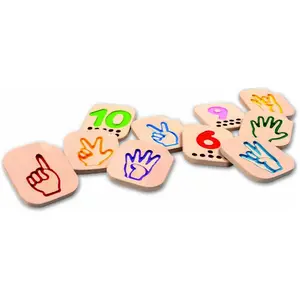 Plantoys Holz Zahlen Gebärdensprache (Deutsch, Englisch, Französisch, Italienisch)