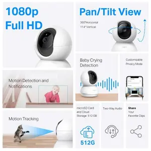 TP-Link Tapo C200C, IP-Sicherheitskamera, Drinnen, Kabellos, Decke / S...
