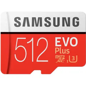 Samsung Evo+ microSD UHS-I (512 GB, microSDXC, U3, UHS-I), Speicherkarte, Rot, Weiss