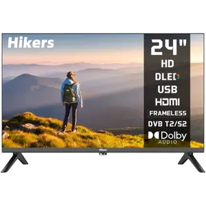 Hikers TV LED 24" (60 cm) Fernseher, Full HD, Nicht Smart, HDR, Dolby Audio, HDMI/USB, DVB-S2/T2/C, Schwarz