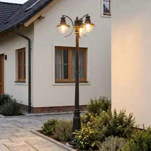 Lindby Außenleuchte Eddie, 198 cm, rost, Metall, IP44, E27