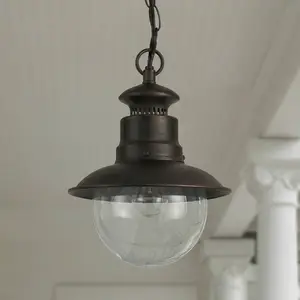 Lindby Außenhängeleuchte Eddie, rost, Metall, IP44, E27