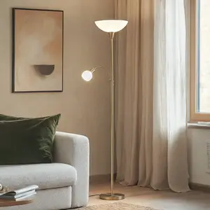 Lindby Stehlampe Elaina, Leselicht, messing, 183 cm, E27 günstig