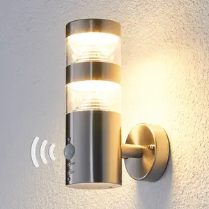 Lindby LED-Außenwandleuchte Lanea, 22 cm, Edelstahl, Sensor