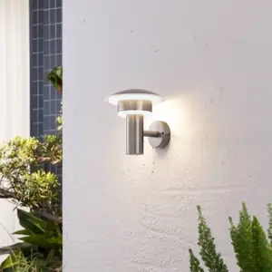 Lindby LED-Außenwandleuchte Lillie, Höhe 19 cm, Edelstahl