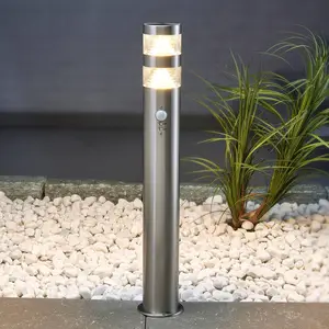 Lindby LED-Wegeleuchte Lanea, 60 cm, grau, Sensor, IP44
