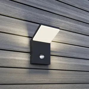LED-Außenwandleuchte Nevio, Metall, anthrazit, Sensor