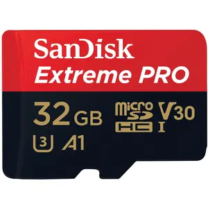 Sandisk Extreme PRO UHS-I V30 (32 GB, microSDHC, U3, UHS-I), Speicherkarte, Schwarz, Rot