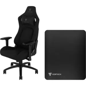 Vortech Pro Gaming-Stuhl Schwarz + Bodenschutzmatte