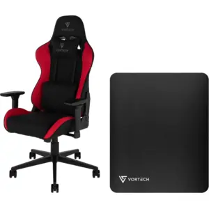 Vortech Essential Gaming-Stuhl Rot + Vortech Bodenschutzmatte Schwarz