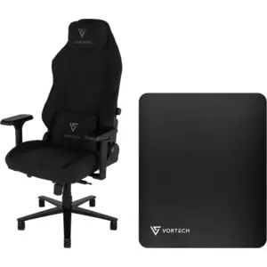 Vortech Prestige Plus Gaming-Stuhl Schwarz + Vortech Bodenschutzmatte Schwarz