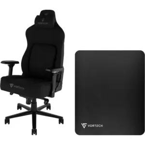 Vortech Prestige Gaming-Stuhl Schwarz + Vortech Bodenschutzmatte Schwarz