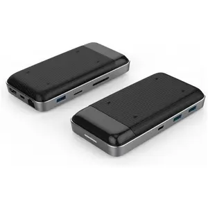 Hyper Hyperdrive + USB-C HUB (USB-C, 7 Ports), Dockingstation + USB Hub, Grau, Schwarz