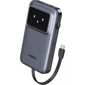 Ugreen Uno PB511 Powerbank, 10000 mAh, 30 W, grau, Abmessungen 116 x 72 x 22 mm, integriertes USB-C-Kabel günstig