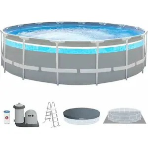Intex 26730NP, Gerahmter Pool, Kind & Erwachsener, Leiter, Grau, 88,8 ...