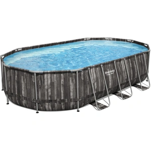 Bestway Mountfield Ovaler Pool mit Metallrahmen   6,10 x 3,66 x 1,22 m mit 12-V-Filterpumpe   3,8 m³ Klapptritt Abdeckung und Bodenplane günstig