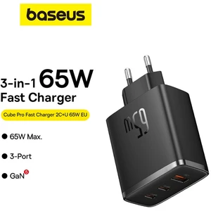 Baseus Elektronikzubehör Ladegerät: Small Cube Pro GaN Schnellladegerät 65W mit 2C+U Ports im eleganten Sternenschwarz Design günstig