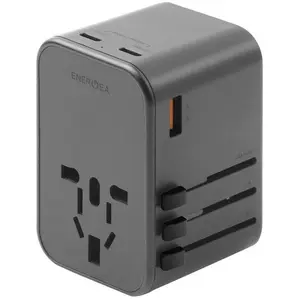Energea  ad. siec. 1xUSB+2xUSB-C PD-PPS-QC 3.0 65W 1A2C adapter 4w1 US/UA/EU/UK szary/gunmetal Trave (65 W, 3 Ports), USB Ladegerät, Grau günstig