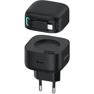Usams  ad. siec. 1xUSB-C ze zwijanym kablem Lighning (only head) PD+QC 35W Gan Fast Charging czarny/ (35 W, 2 Ports), USB Ladegerät, Schwarz günstig