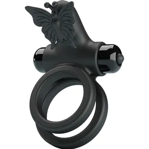 Pretty Love Doppelringpenis Vibrator Schmetterling schwarz 1 ct
