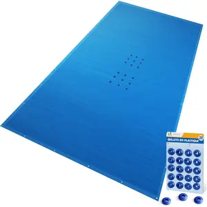 VOUNOT® Poolabdeckung Rechteckig 160g/m² Doppelter Poolplane mit DIY-Drainagelöchern & Aluminiumösen, 5X10m günstig