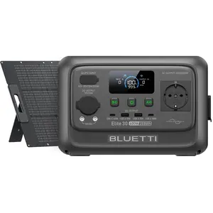 BLUETTI Elite 30 V2 + 100W Solarpanel Solarspeicher 600W / 288Wh Tragb...