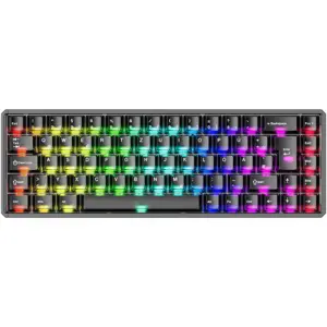 Akko MOD68-HE ISO-DE Mechanische Tastatur: Kabellos, Schwarz-Transpare...