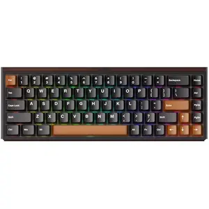Akko TASTATUR WRL RAY68-HE/BRAUN 103-RA68A-000 (US, Kabelgebunden, Kabellos), Tastatur, Braun, Schwarz