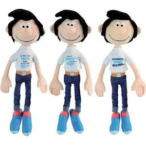 JEMINI Gaston Lagaffe Plüschset (3 Figuren), ca. 30 cm, grün   französische Sprüche, lässige Comic-Outfits