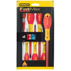 Stanley, Schraubenzieher, FATMAX Set 6teilig (Schlitz isoliert/Phillips isoliert/Tester) (Phillipps-Kreuzschlitz (PH), Schlitz) günstig