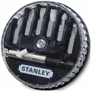 Stanley, Bits, Bit-Set (inklusive magnetischer Bithalter, Bits: Standard 0.8/1.2, PH 0/1/2, PZ1/2, 6-teilig (Kreuz Pozidriv PZ) günstig
