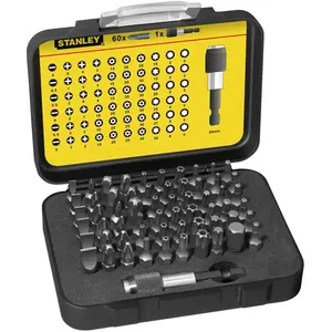Stanley, Bits, BitSortiment, 1/4 , 61teilig, mit magnetischem Bithalter (Innensechskant, Kreuz Pozidriv PZ, Schraubschlitz) günstig