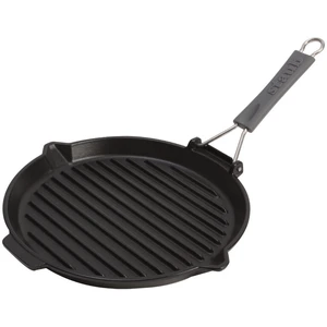 STAUB Kochgeschirr Grillpfanne aus Gusseisen 27 cm Runde Pfanne mit Griff für perfektes Anbraten und Grillen im Haushalt günstig