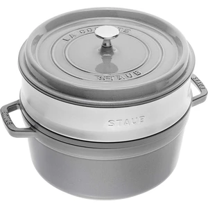 STAUB Gusseisen-Braäter/Cocotte rund 26 cm, 5,2 L, mattschwarze Emaille, Graphitgrau für perfektes Kochen, Braten und Schmoren günstig