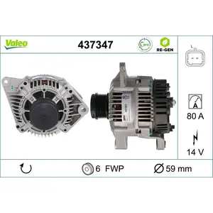 VALEO 437347 Lichtmaschine Generator LiMa 80A 14V für RENAULT CLIO II (BB0/1/2, CB0/1/2) KANGOO (KC0/1) MASTER II Kasten (FD) KANGOO Express (FC0/1) günstig
