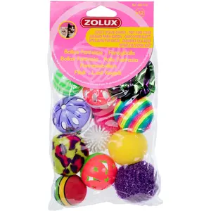 Zolux Set of 12 balls, Spielzeugbälle für Katzen (Ballspielzeug Katze), Katzenspielzeug günstig