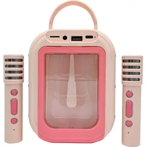 Rosa Bluetooth®-Karaoke mit 2 kabellosen Mikrofonen