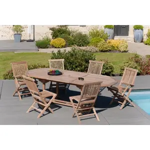 MACABANE FUN   Gartentisch für 8 10 Personen   oval, Außenmaße 180 × 240 cm, aus Teakholz günstig