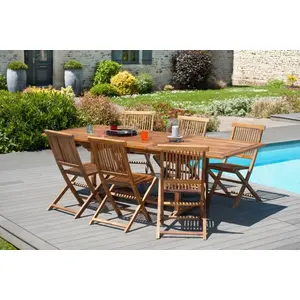 Macabane MAEVA   Ausziehbarer Gartentisch für 8 10 Personen, 180/240 cm, aus geöltem Teakholz günstig