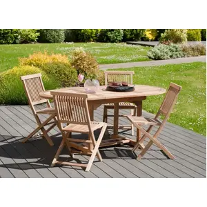 MACABANE FUN   Gartentisch für 4 6 Personen   oval, Außenmaße 120 × 180 cm, aus Teakholz günstig