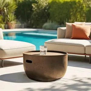 Macabane NESTOR - Table basse ronde en béton marron D58cm günstig
