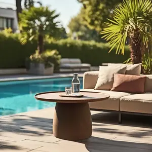 Macabane NESTOR - Table basse ronde en béton marron D80cm günstig