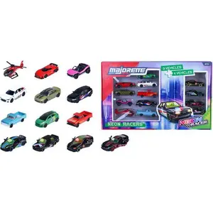 Majorette Neon Racer 9+4 Giftpack, Fahrzeug-Set, 3 Jahr(e), Metall, Me...