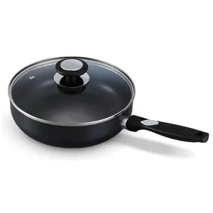 Beka PRO INDUC Grossraumpfanne mit keramische Antihaftbeschichtung & Glasdeckel 24cm, Pfanne + Kochtopf, Schwarz