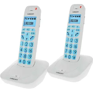 Logicom, Schnurloses DECT-Duo-Festnetztelefon mit großen Tasten & Frei...