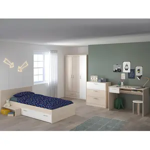 Parisot Kinderbett mit 1 Schublade - 90 x 190 cm - Naturfarben & Weiß - IPLIA günstig