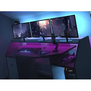 Parisot Gaming-Schreibtisch mit Stauraum & LEDs - Grau - MOBA günstig